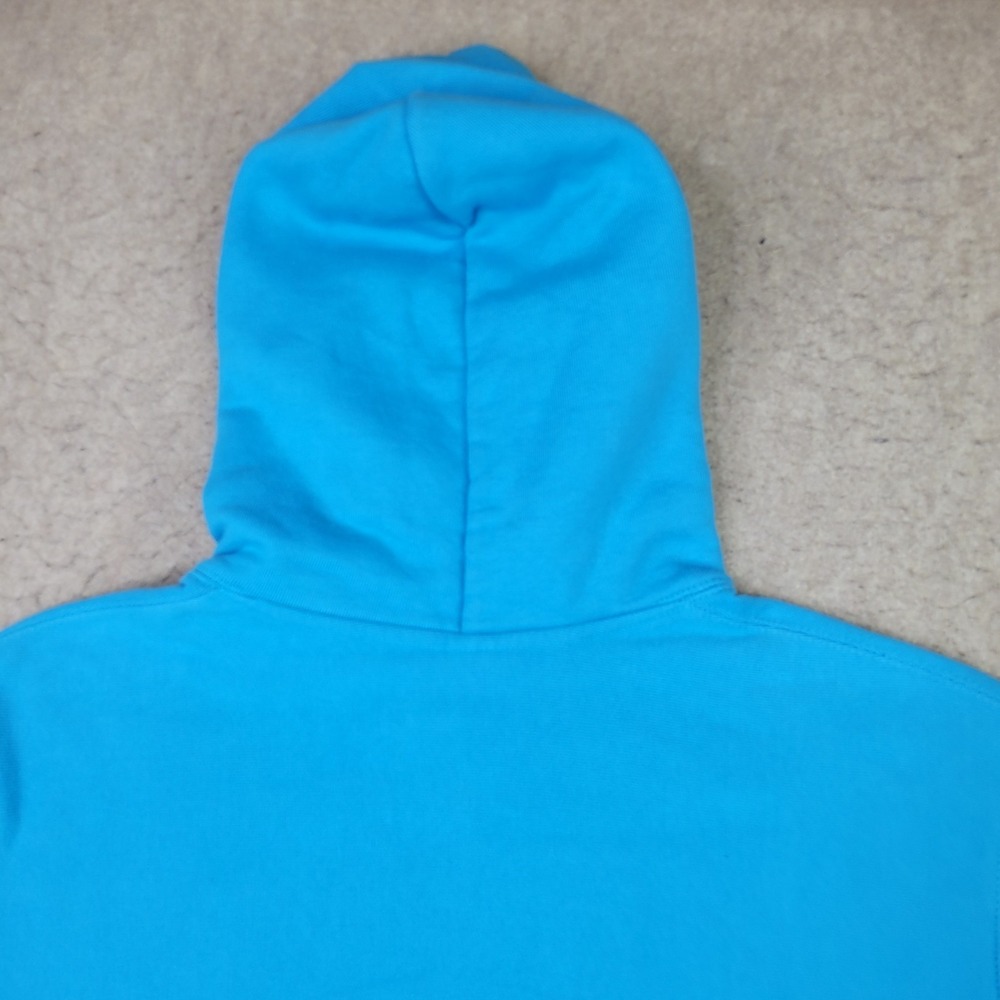 Champion Reverse Weave Hoodie Mens L Blue Pullover Sweatshirt Sleeve Logo - Picture 7 of 10